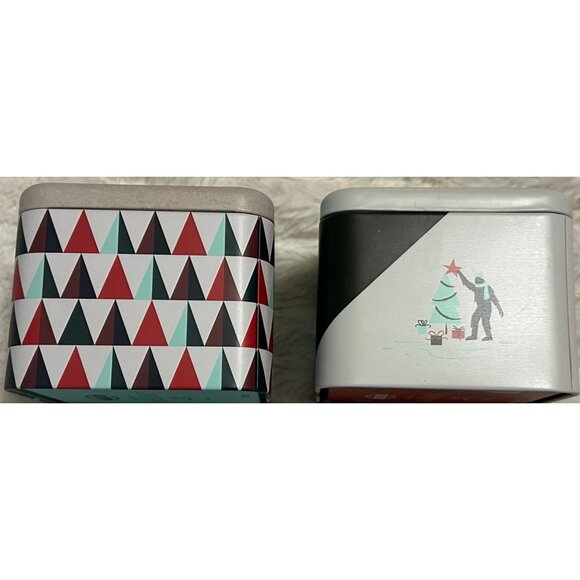 LOT of 2 Christmas Holiday Fossil Watch Holder ONLY Metal Tin Box Cases 2.75" - Picture 6 of 16